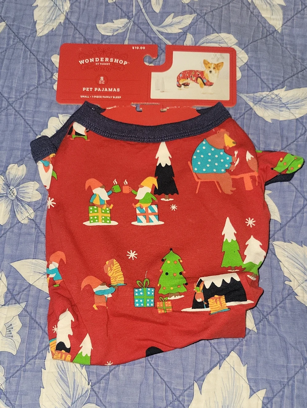 Wondershop Red Pet Dog Pajama Set with Holiday Camping Gnomes New Small
